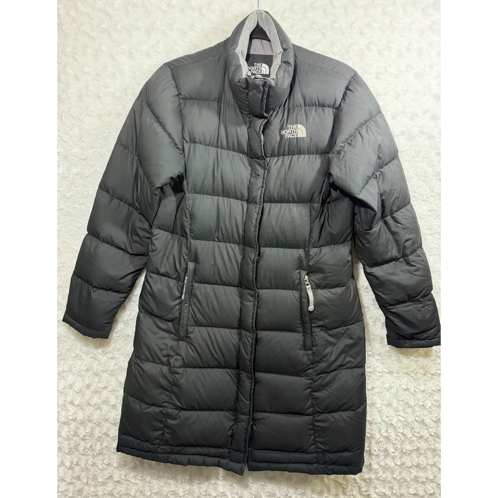 The North Face Women Small Parka Black Goose Down Puffer Mid length Coat